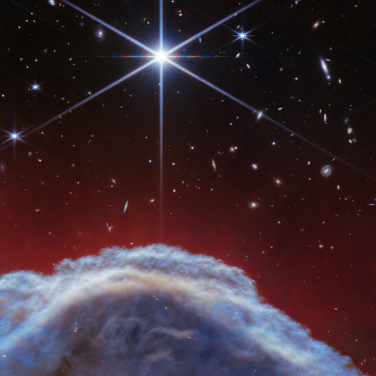 La Nebulosa Testa di cavallo vista dal telescopio Webb (fonte: ESA/Webb, NASA, CSA, K. Misselt/University of Arizona e A. Abergel/IAS/University Paris-Saclay, CNRS)